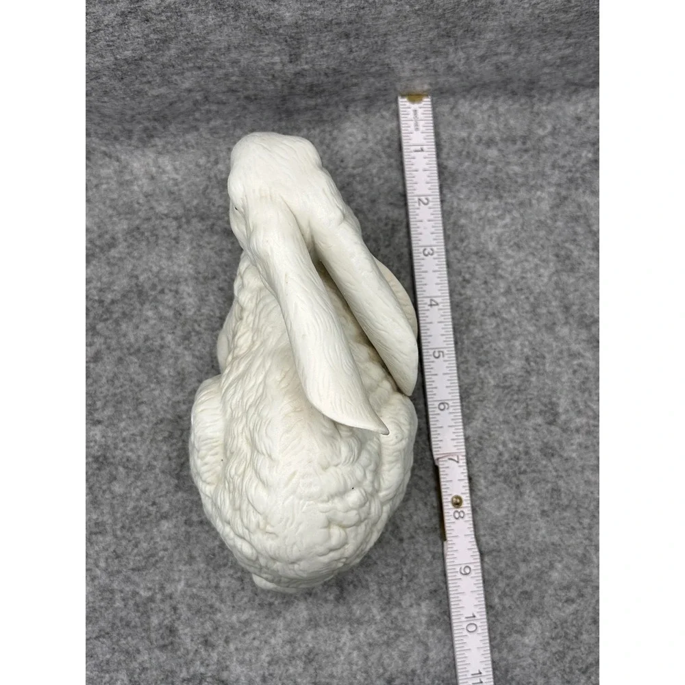 Vintage White Ceramic Rabbit Figurine Textured Bunny Easter Decor Made in Taiwan